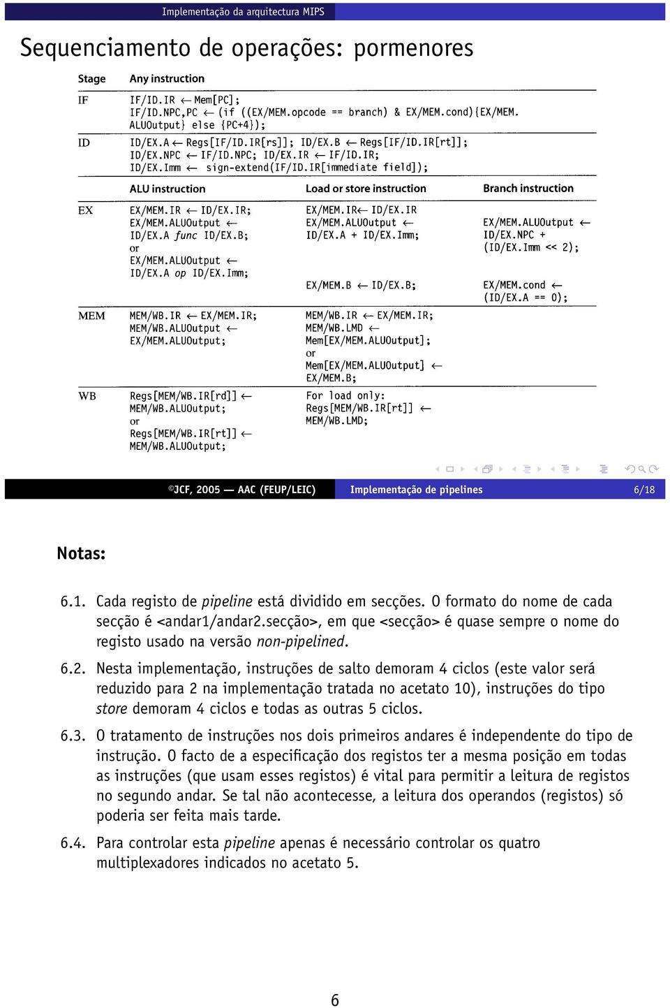 secção>, em que <secção> é quase sempre o nome do registo usado na versão non-pipelined. 6.2.