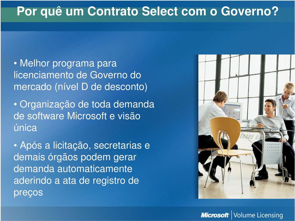 desconto) Organização de toda demanda de software Microsoft e visão única