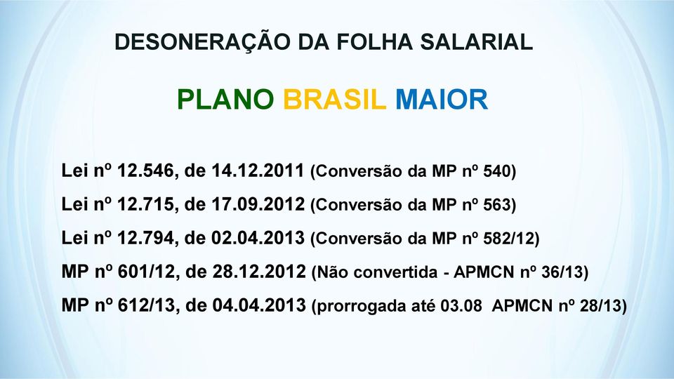 2012 (Conversão da MP nº 563) Lei nº 12.794, de 02.04.