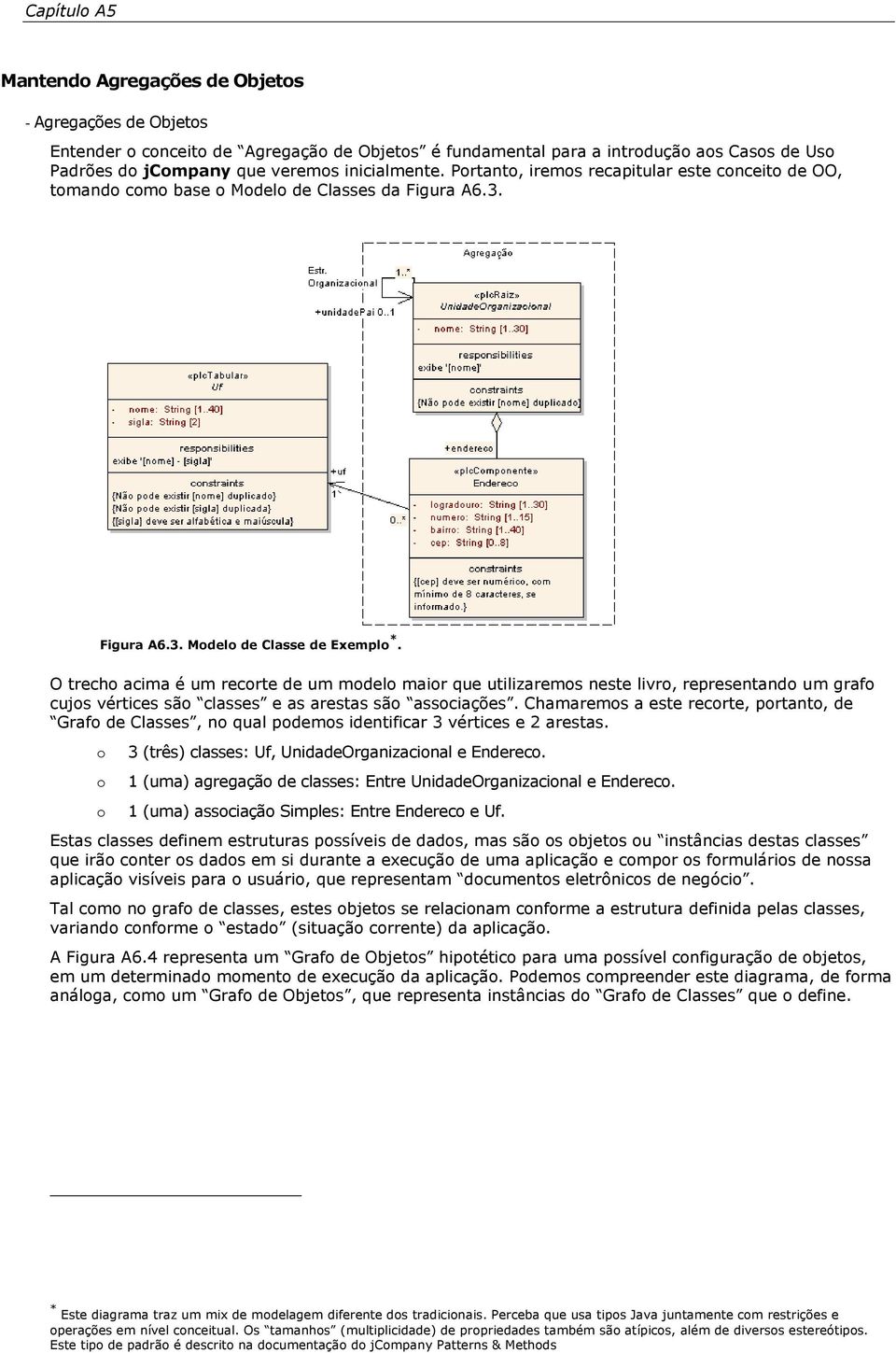 O trech acima é um recrte de um mdel mair que utilizarems neste livr, representand um graf cujs vértices sã classes e as arestas sã assciações.