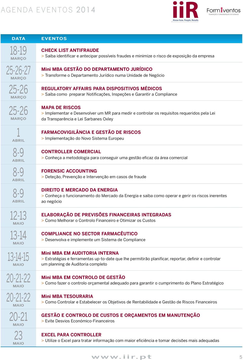 de Negócio REGULATORY AFFAIRS PARA DISPOSITIVOS MÉDICOS > Saiba como preparar Notificações, Inspeções e Garantir a Compliance MAPA DE RISCOS > Implementar e Desenvolver um MR para medir e controlar