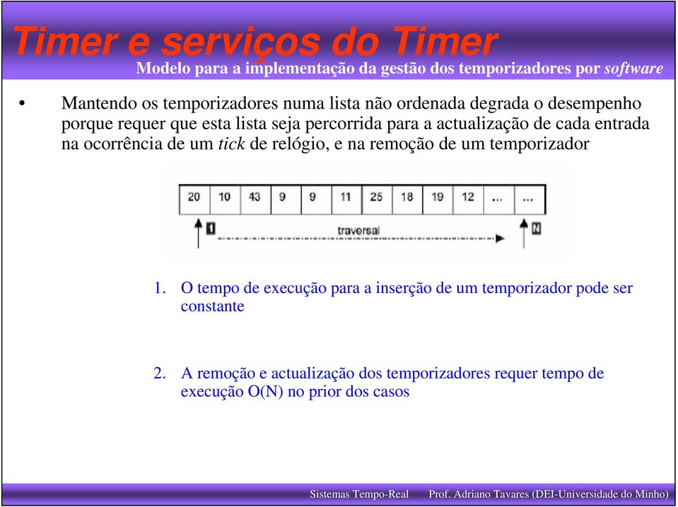 ocorrência de um tick de relógio, e na remoção de um temporizador 1.