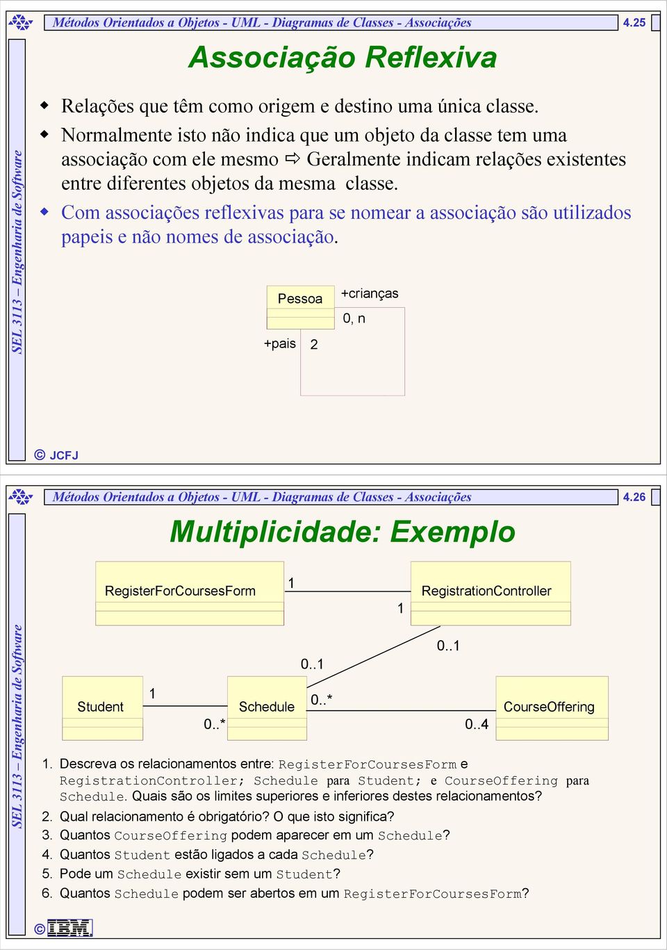 Com associações reflexivas para se nomear a associação são utilizados papeis e não nomes de associação.