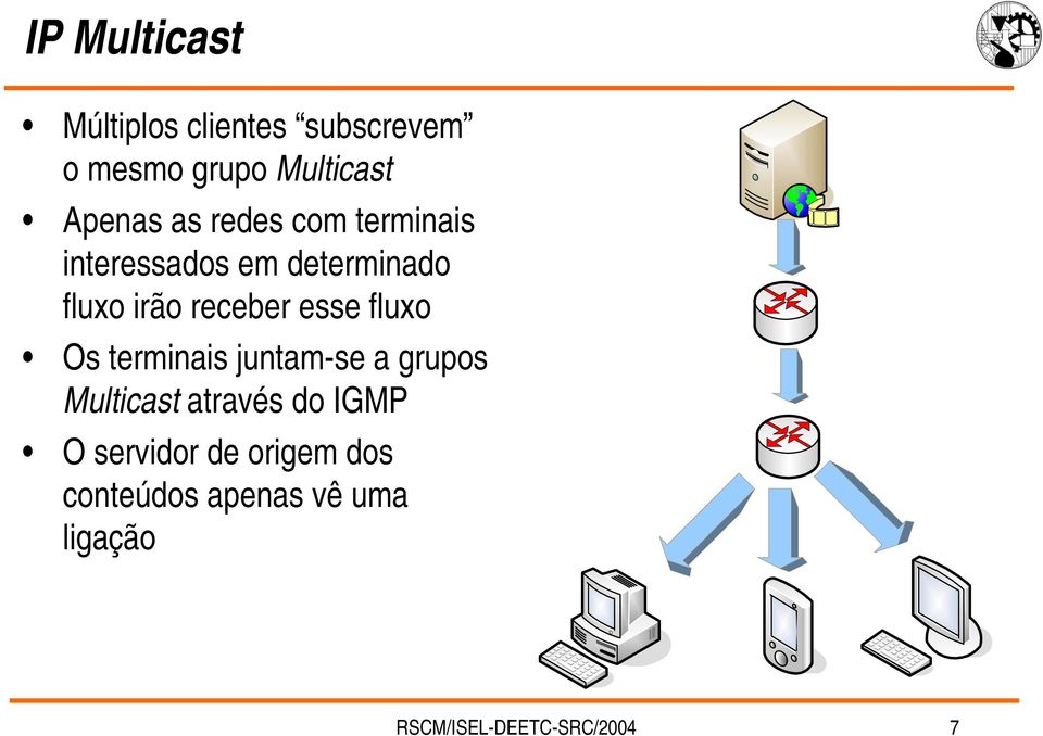 esse fluxo Os terminais juntam-se a grupos Multicast através do IGMP O