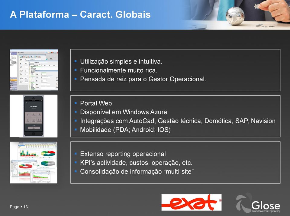 Portal Web Disponível em Windows Azure Integrações com AutoCad, Gestão técnica, Domótica, SAP,