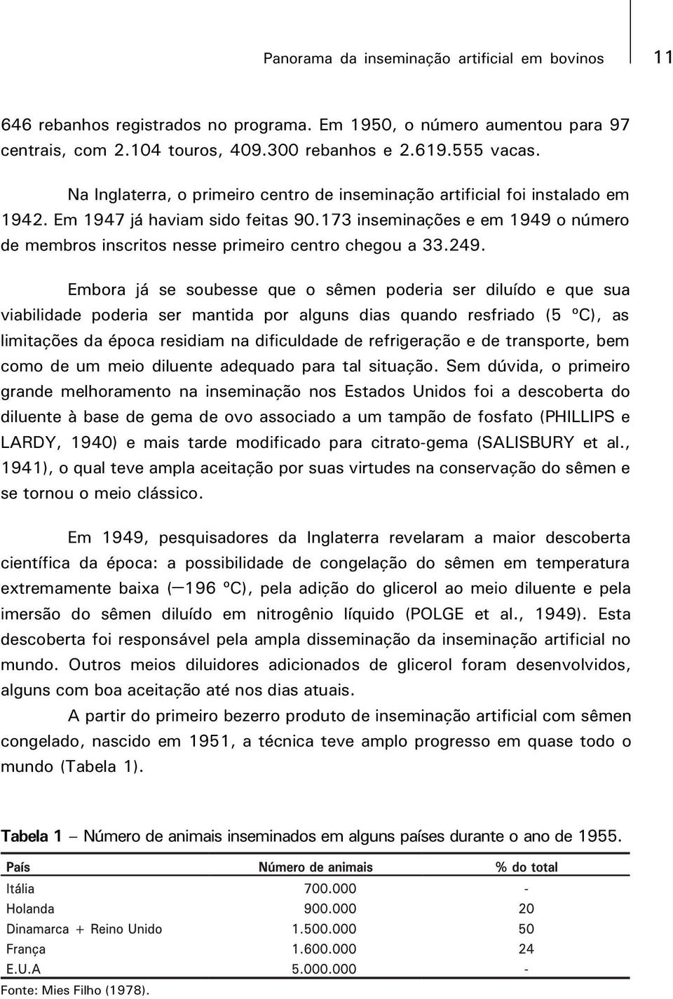 173 inseminações e em 1949 o número de membros inscritos nesse primeiro centro chegou a 33.249.