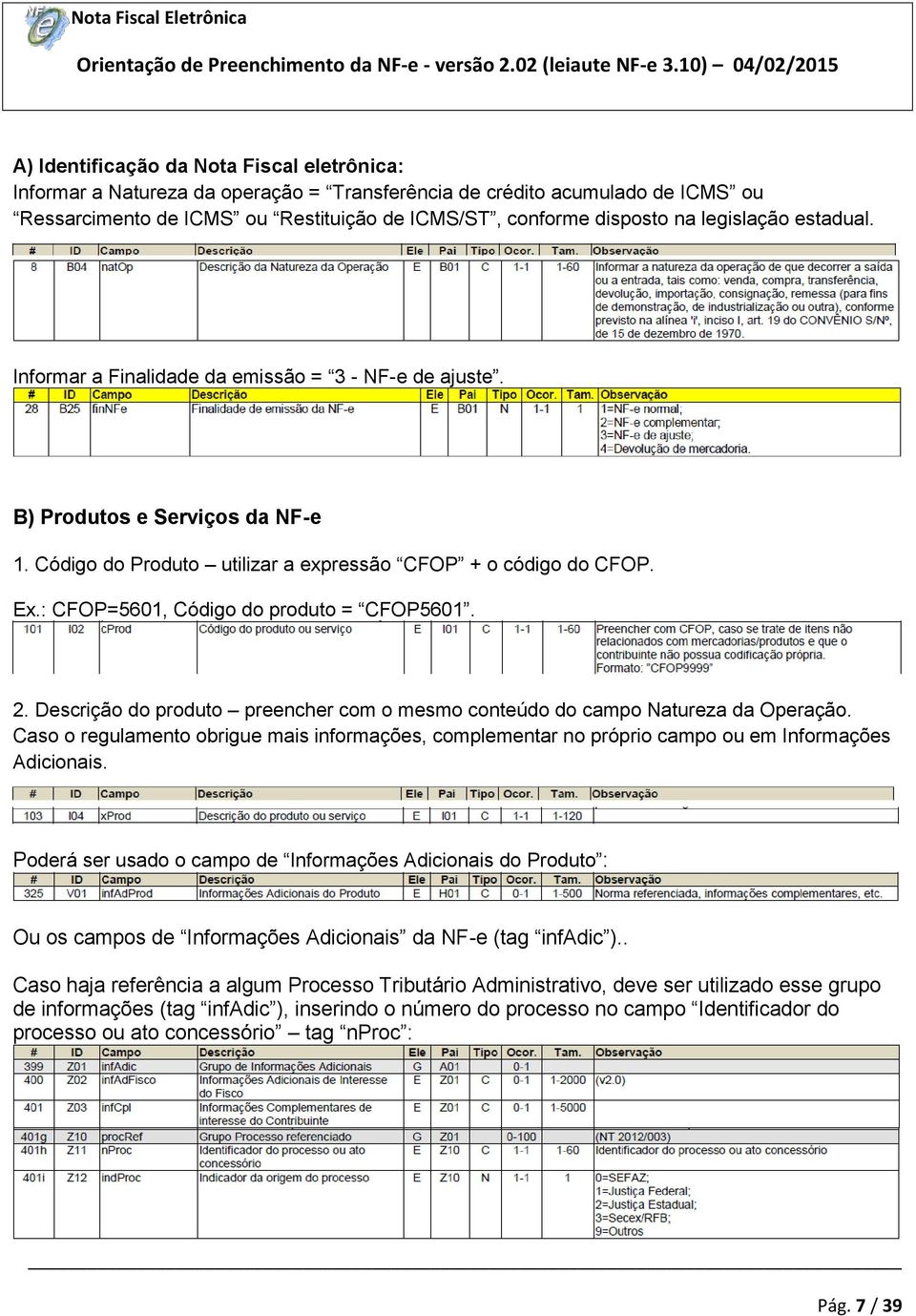 : CFOP=5601, Código do produto = CFOP5601. 2. Descrição do produto preencher com o mesmo conteúdo do campo Natureza da Operação.