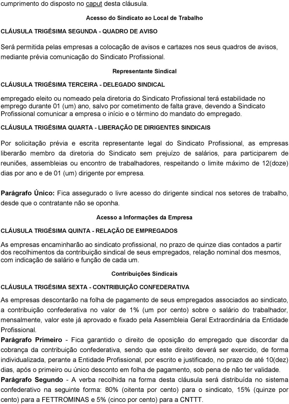 comunicação do Sindicato Profissional.