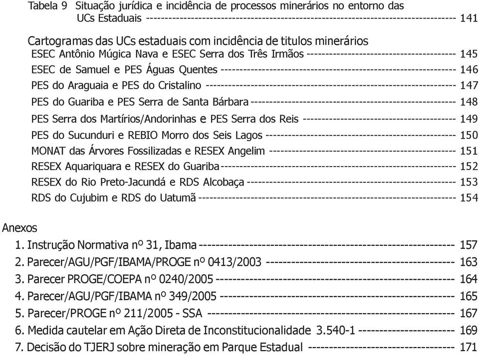 --------------------------------------------------------------- 146 PES do Araguaia e PES do Cristalino ------------------------------------------------------------------- 147 PES do Guariba e PES