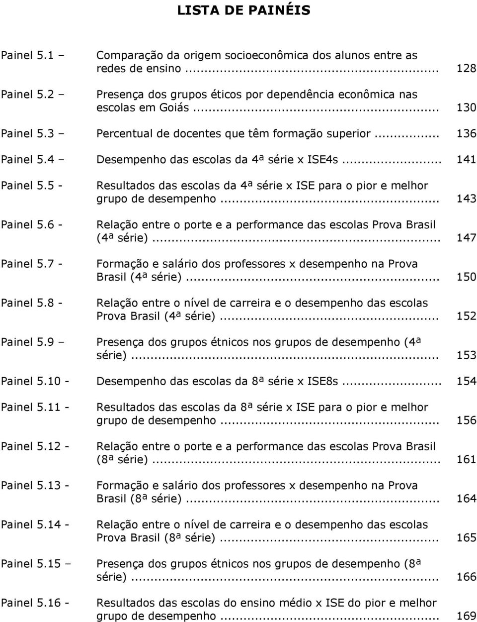 8 - Resultados das escolas da 4ª série x ISE para o pior e melhor grupo de desempenho... 143 Relação entre o porte e a performance das escolas Prova Brasil (4ª série).