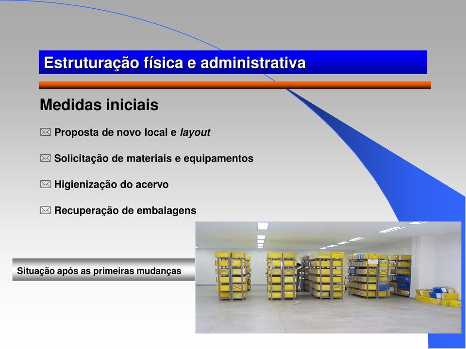 de materiais e equipamentos Higienização do acervo