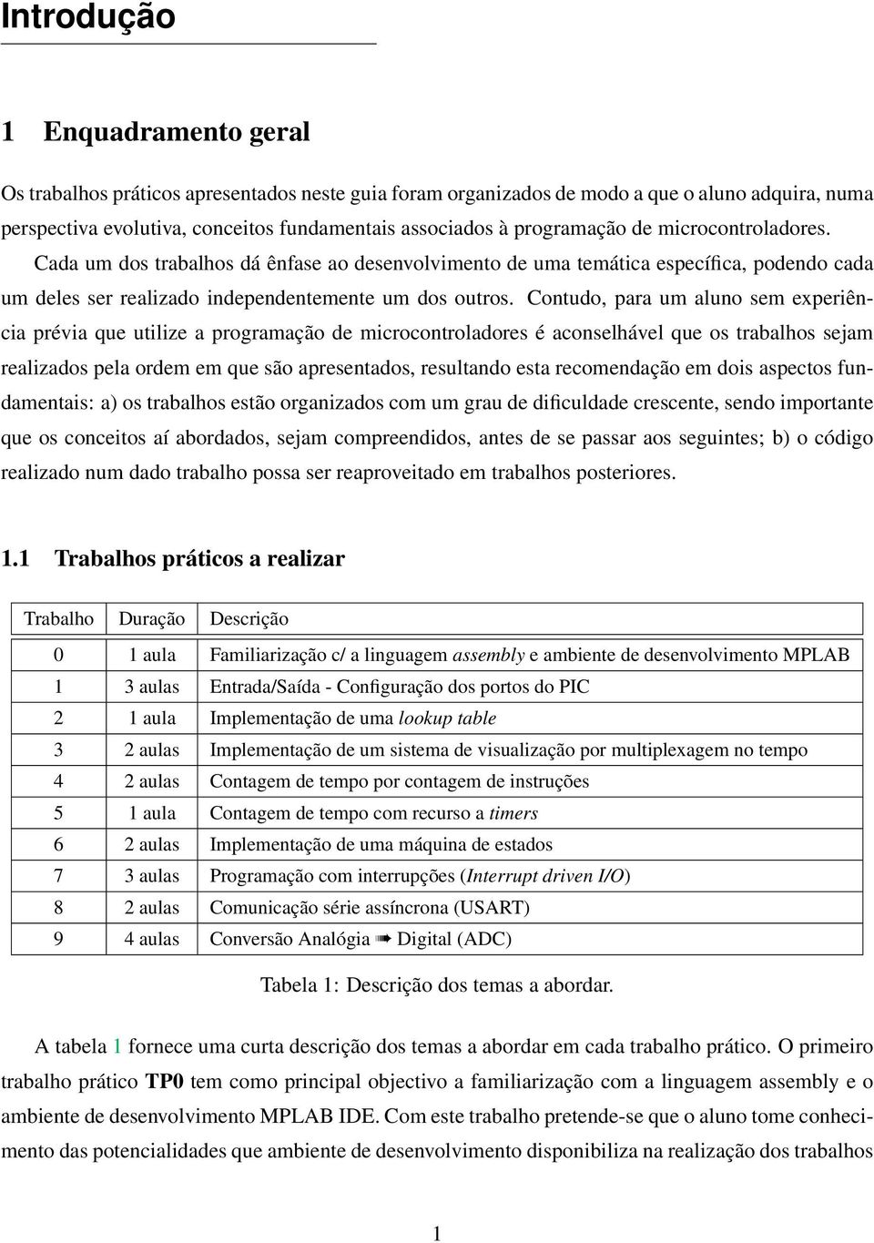 Contudo, para um aluno sem experiência prévia que utilize a programação de microcontroladores é aconselhável que os trabalhos sejam realizados pela ordem em que são apresentados, resultando esta