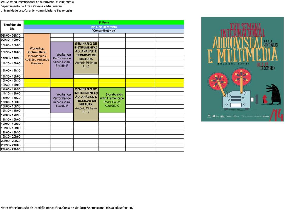 2 6ª Feira 5 de Dezembro  2 Storyboards with FrameForge Pedro Sousa Auditório Q Nota: s são de