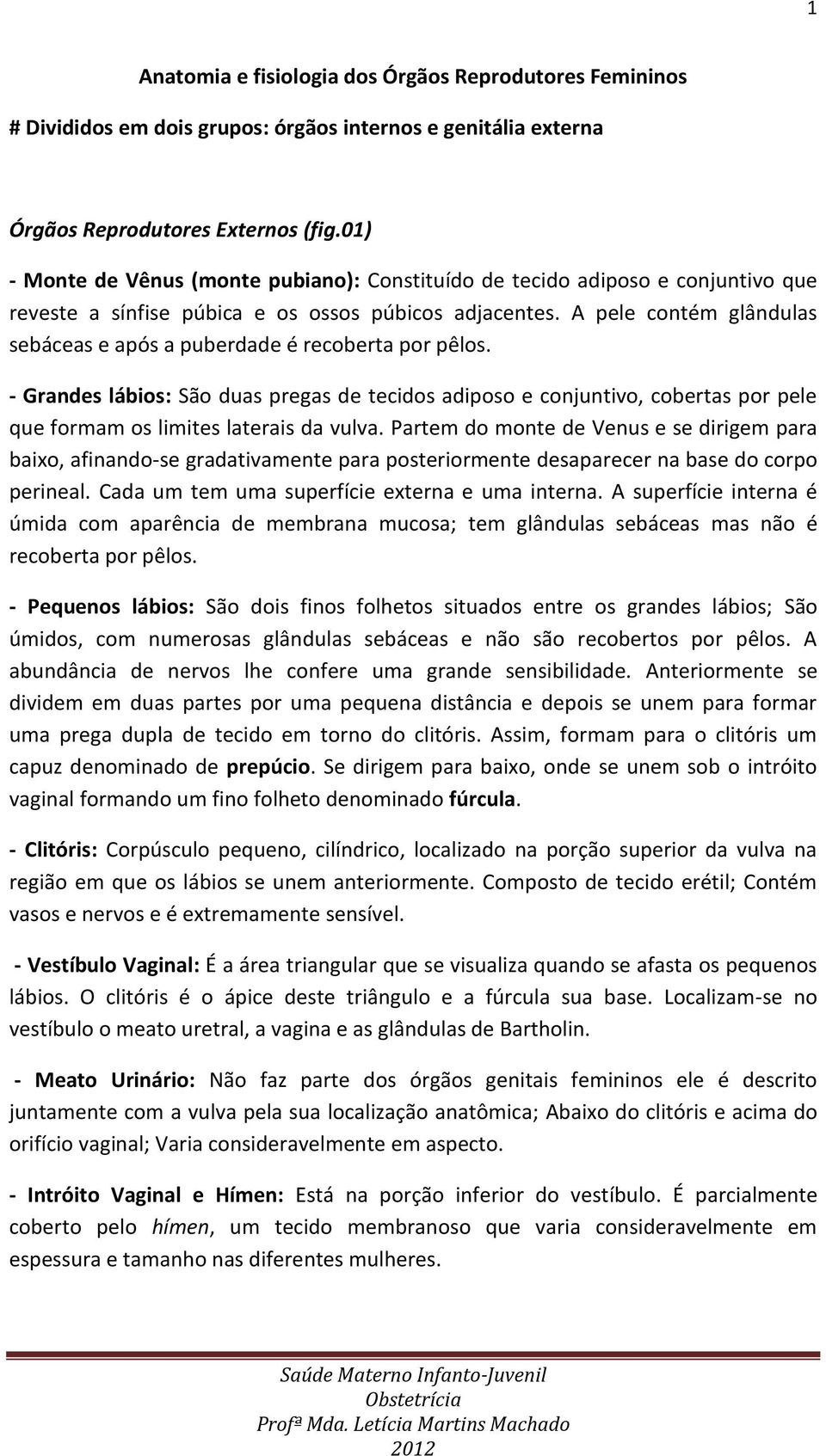 A pele contém glândulas sebáceas e após a puberdade é recoberta por pêlos. - Grandes lábios: São duas pregas de tecidos adiposo e conjuntivo, cobertas por pele que formam os limites laterais da vulva.