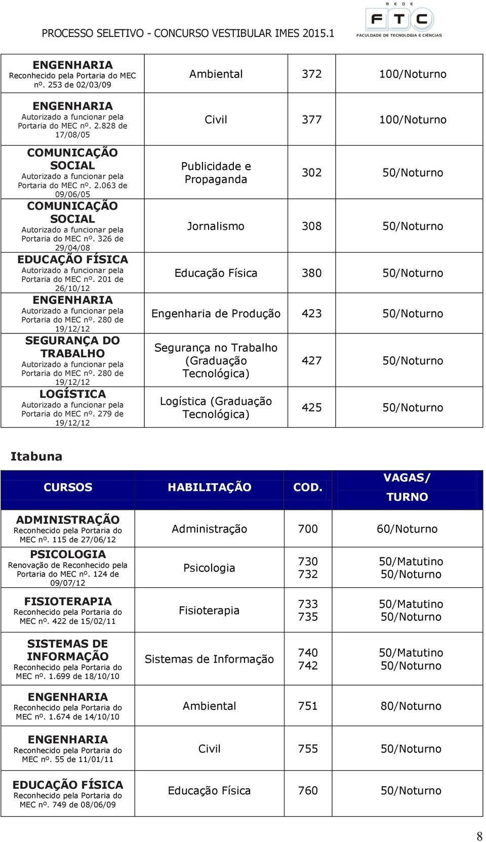 280 de 19/12/12 LOGÍSTICA Portaria do MEC nº.