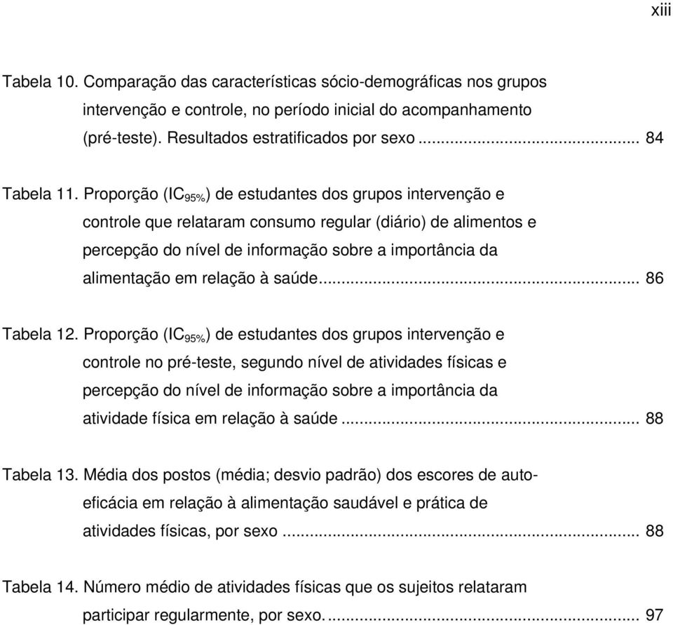 relação à saúde... 86 Tabela 12.