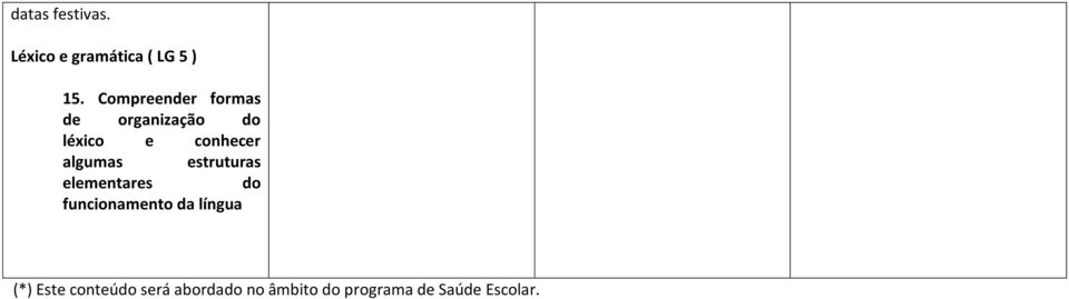 algumas estruturas elementares do funcionamento da língua