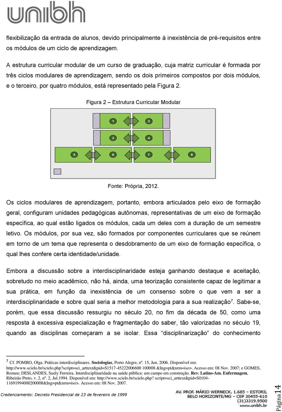 por quatro módulos, está representado pela Figura 2. Figura 2 Estrutura Curricular Modular Fonte: Própria, 2012.