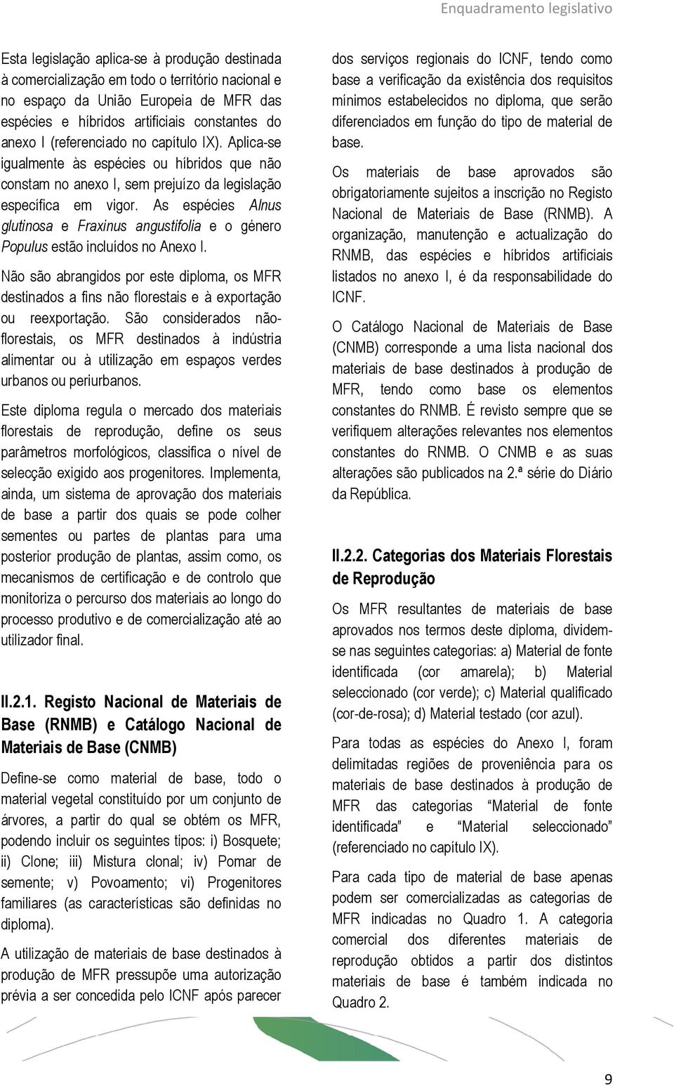 As espécies Alnus glutinosa e Fraxinus angustifolia e o género Populus estão incluídos no Anexo I.