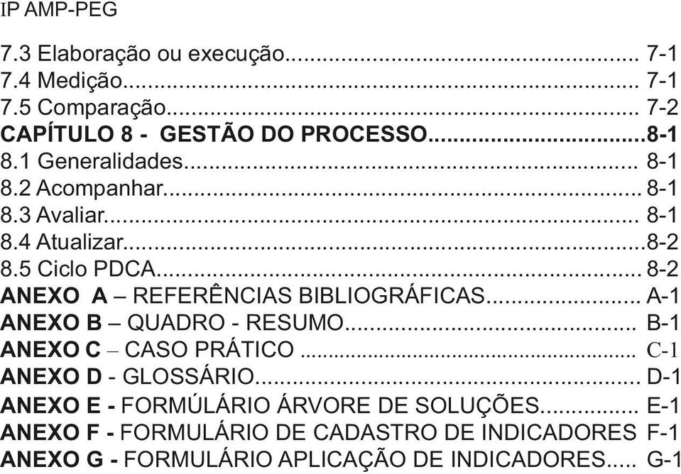 .. 8-1 8.4 Atualizar... 8-2 8.5 Ciclo PDCA... 8-2 CPGZQ""C REFERÊNCIAS BIBLIOGRÁFICAS... A-1 CPGZQ"D QUADRO - RESUMO.