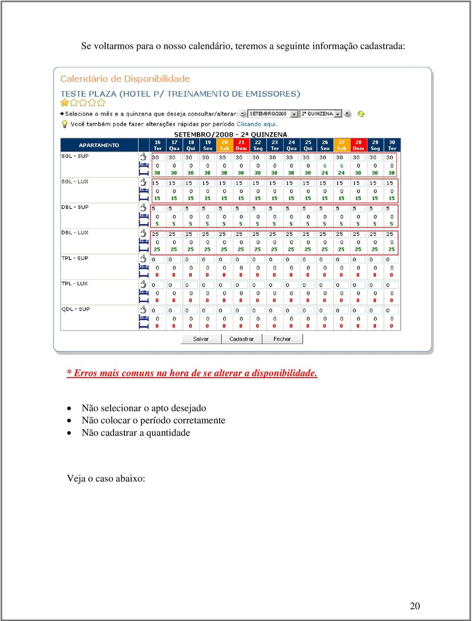 alterar a disponibilidade.