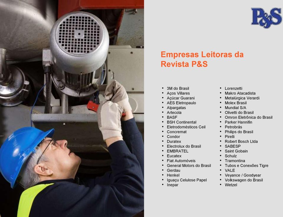 Inepar Lorenzetti Makro Atacadista Metalúrgica Verardi Molex Brasil Mundial S/A Olivetti do Brasil Omron Eletrônica do Brasil Parker Hannifin