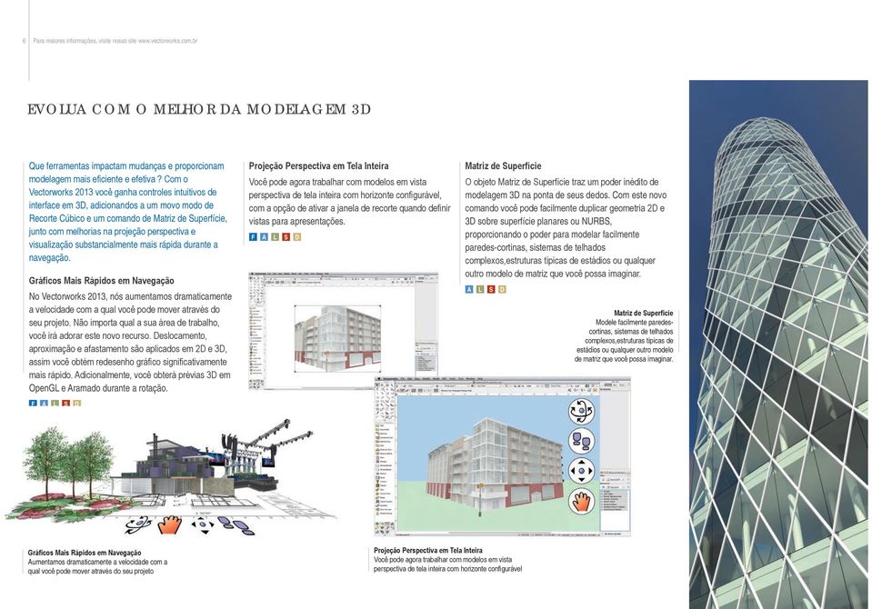 perspectiva e visualização substancialmente mais rápida durante a navegação.