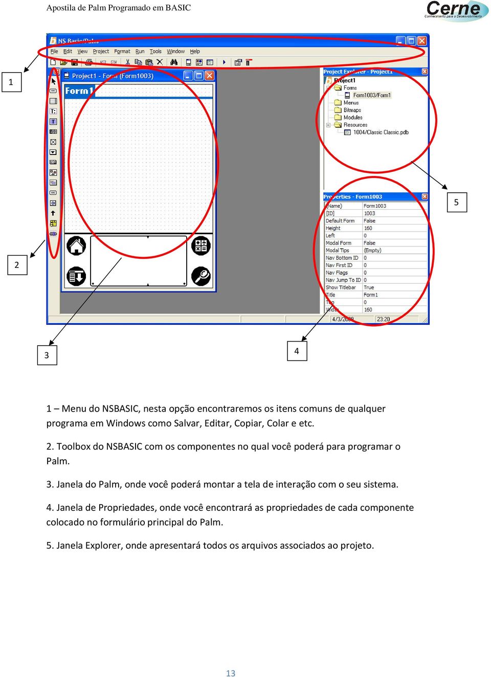 Janela do Palm, onde você poderá montar a tela de interação com o seu sistema. 4.