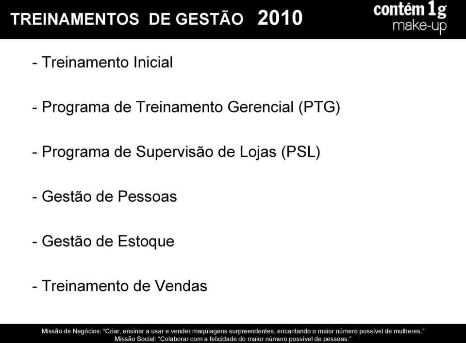 (PTG) - Programa de Supervisão de Lojas (PSL) -