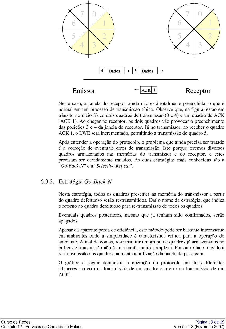 Ao chegar no receptor, os dois quadros vão provocar o preenchimento das posições 3 e 4 da janela do receptor.