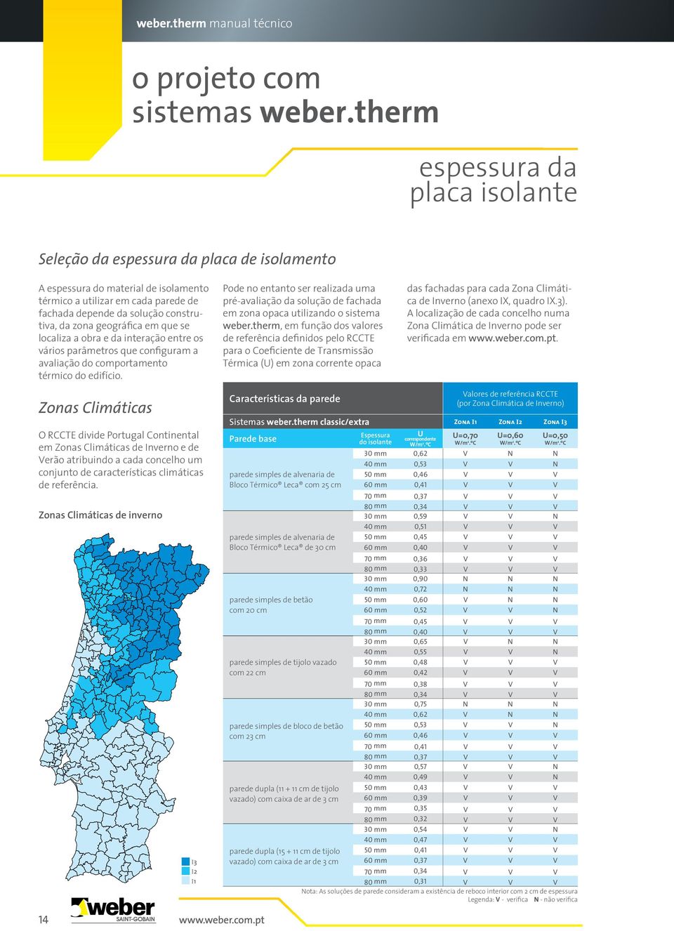 Pode no entanto ser realizada uma pré-avaliação da solução de fachada em zona opaca utilizando o sistema, em função dos valores de referência definidos pelo RCCTE para o Coeficiente de Transmissão