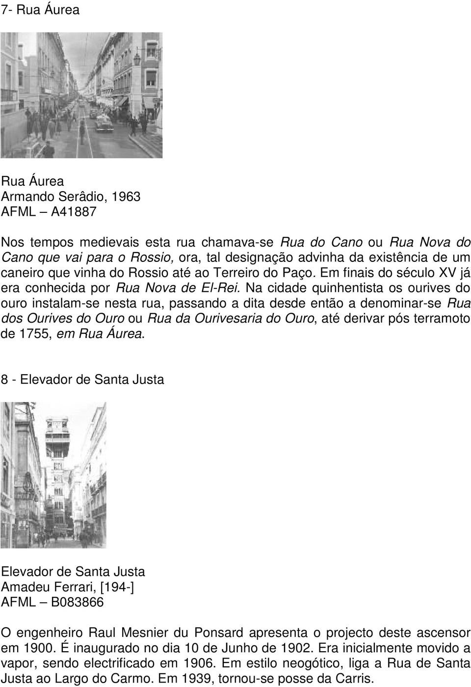 Na cidade quinhentista os ourives do ouro instalam-se nesta rua, passando a dita desde então a denominar-se Rua dos Ourives do Ouro ou Rua da Ourivesaria do Ouro, até derivar pós terramoto de 1755,