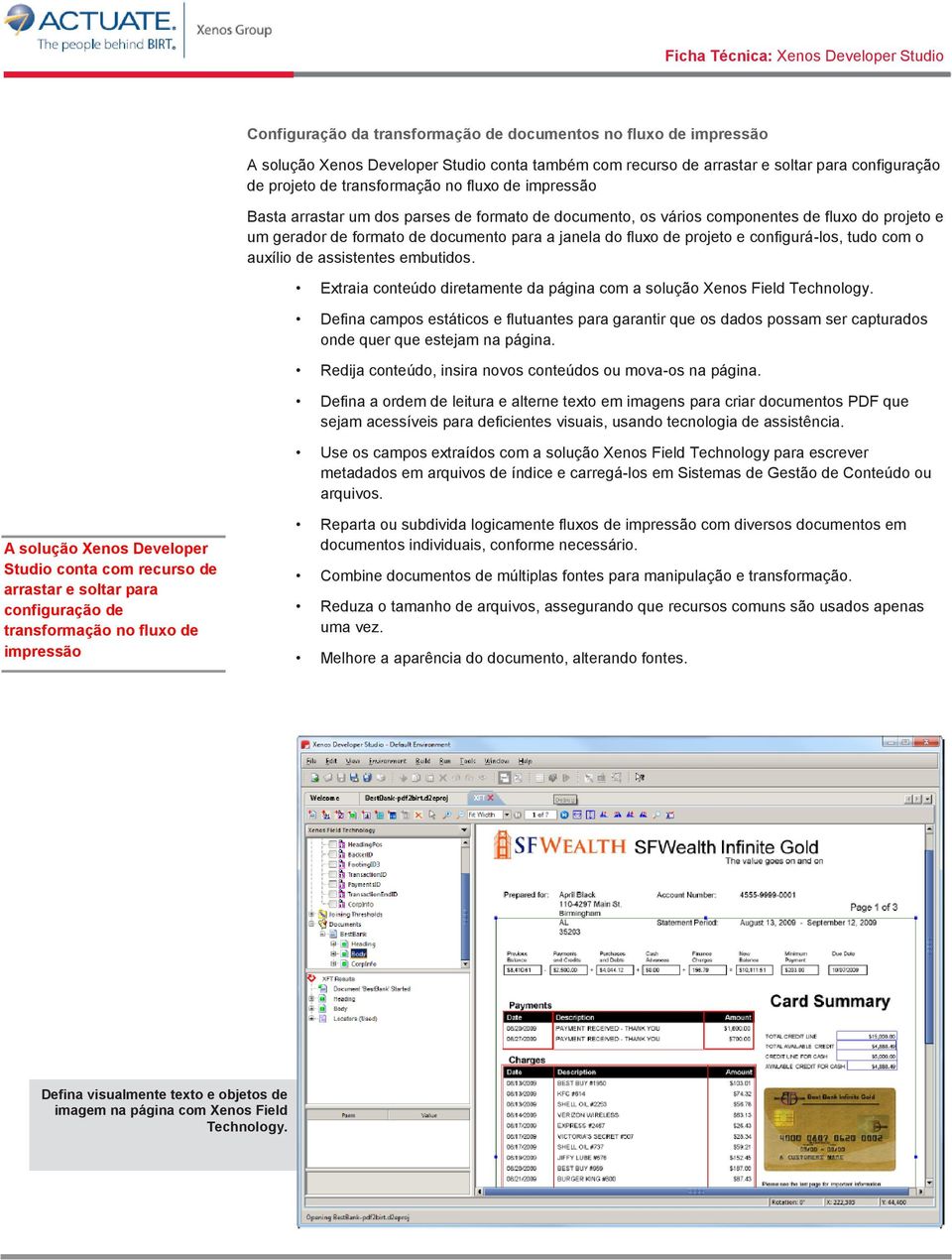 tudo com o auxílio de assistentes embutidos. Extraia conteúdo diretamente da página com a solução Xenos Field Technology.