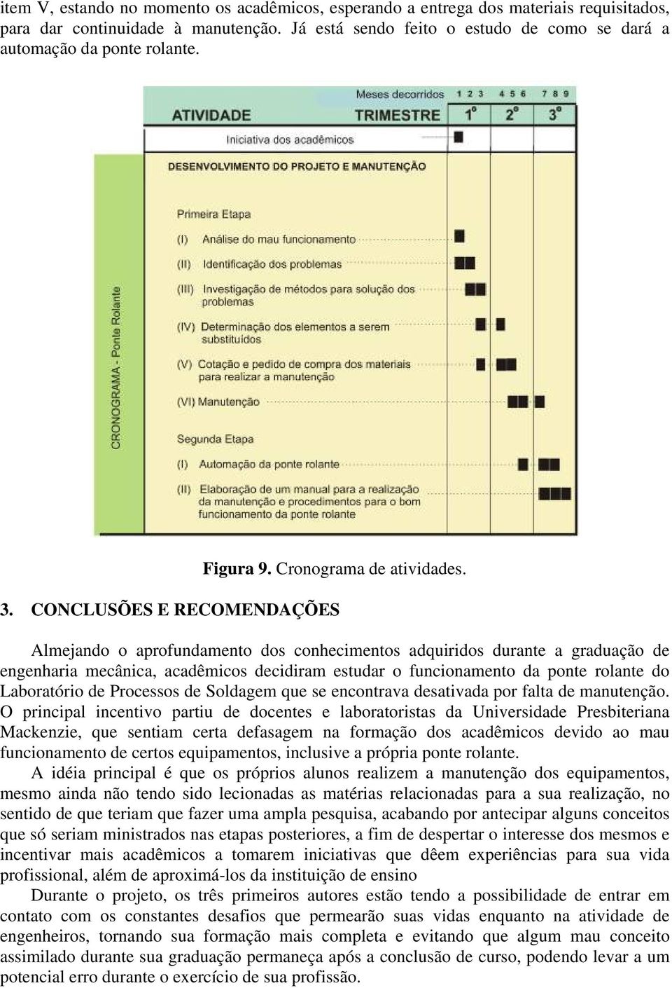 CONCLUSÕES E RECOMENDAÇÕES Almejando o aprofundamento dos conhecimentos adquiridos durante a graduação de engenharia mecânica, acadêmicos decidiram estudar o funcionamento da ponte rolante do