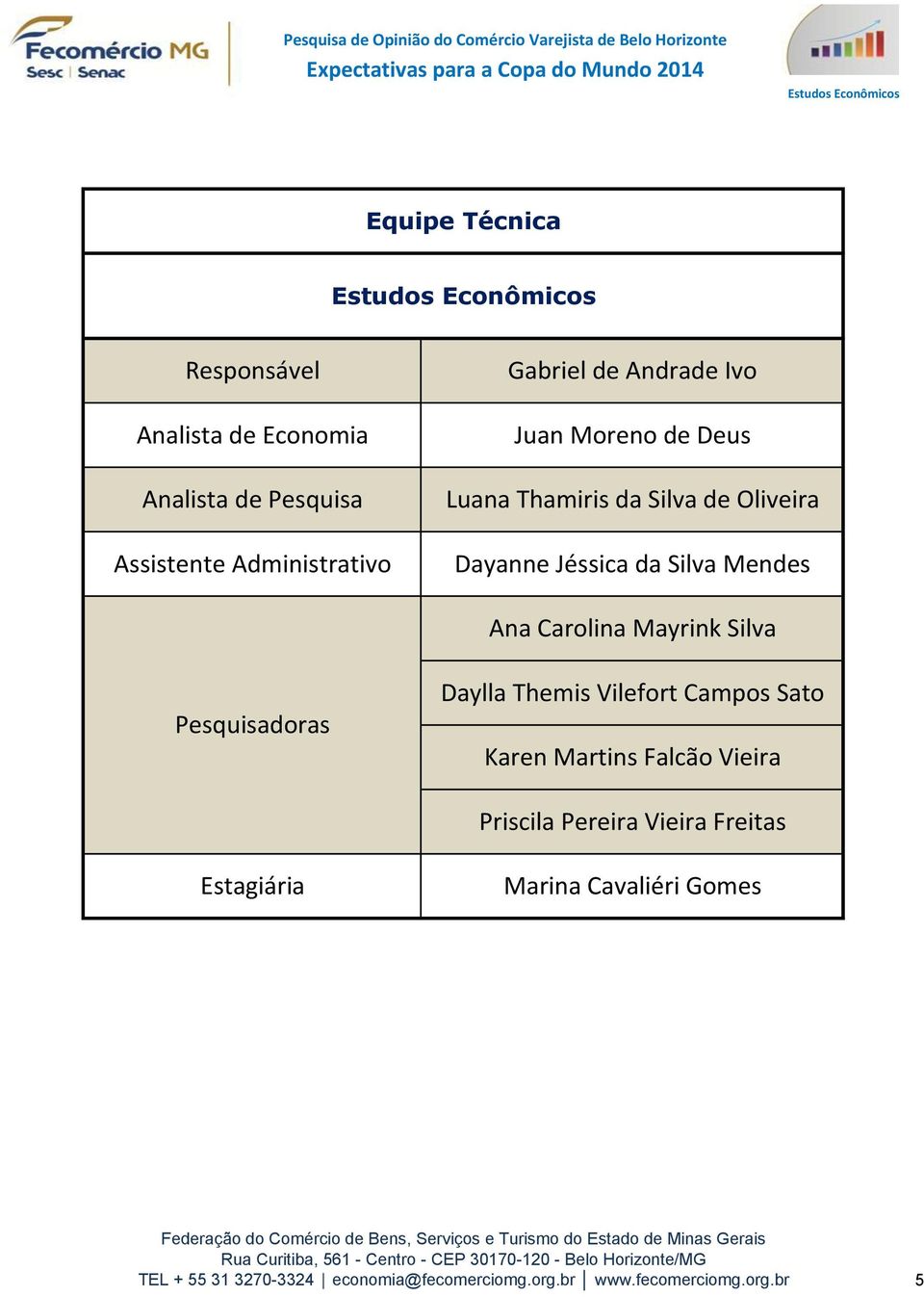 Martins Falcão Vieira Priscila Pereira Vieira Freitas Estagiária Marina Cavaliéri Gomes Federação do Comércio de Bens, Serviços e Turismo do Estado