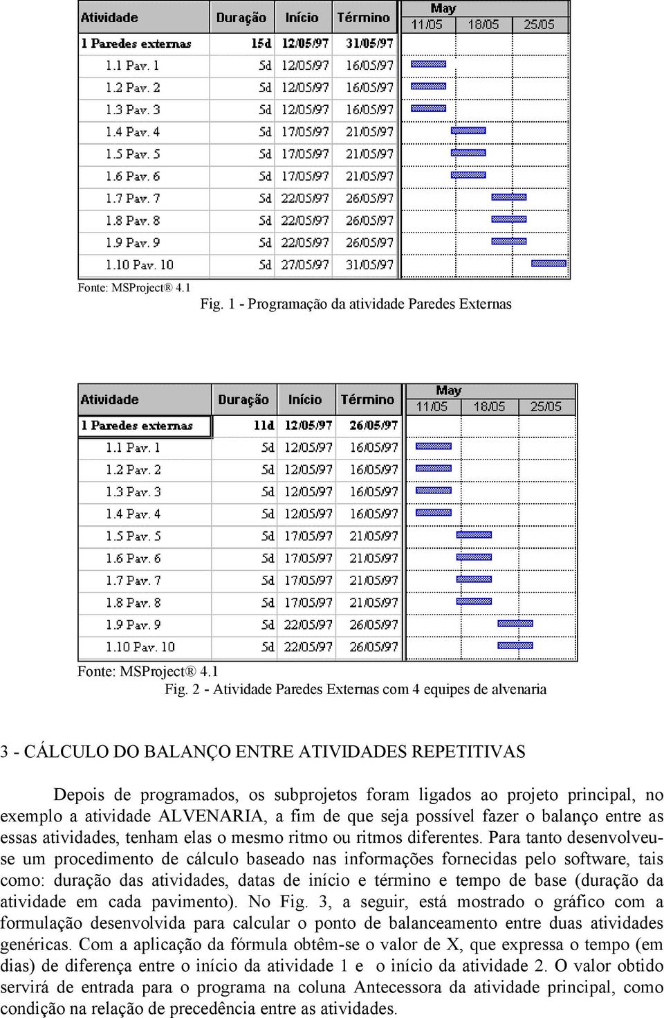 ligados ao projeo pricipal, o exemplo a aividade ALVENARIA, a fim de que seja possível fazer o balaço ere as essas aividades, eham elas o mesmo rimo ou rimos diferees.