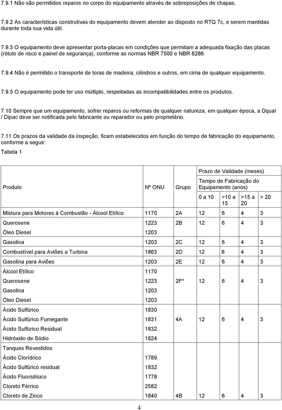 7.9.5 O equipamento pode ter uso múltiplo, respeitadas as incompatibilidades entre os produtos. 7.