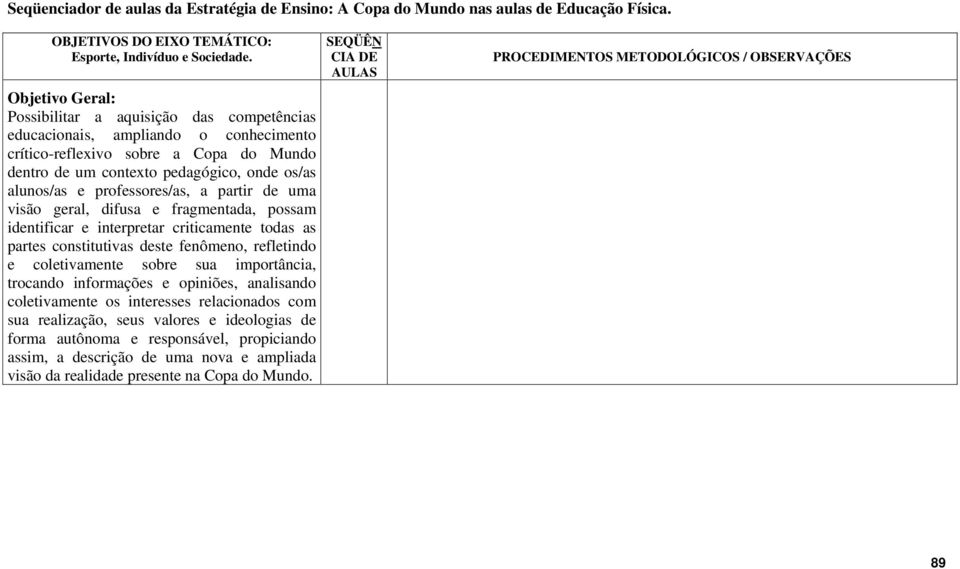 professores/as, a partir de uma visão geral, difusa e fragmentada, possam identificar e interpretar criticamente todas as partes constitutivas deste fenômeno, refletindo e coletivamente sobre sua