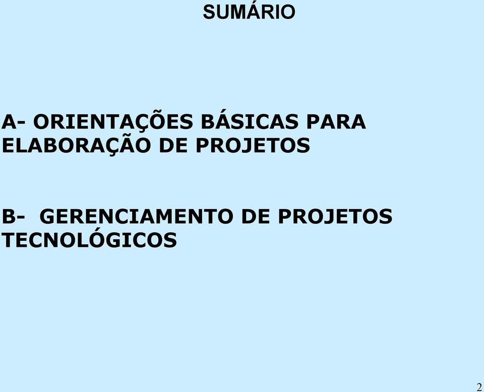 DE PROJETOS B-