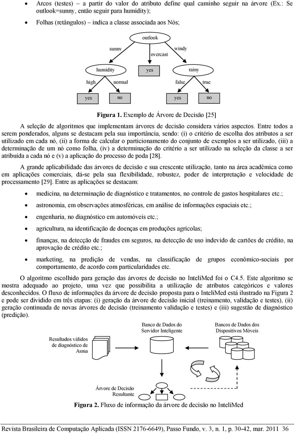 Exemplo de Árvore de Decisão [25] A seleção de algoritmos que implementam árvores de decisão considera vários aspectos.