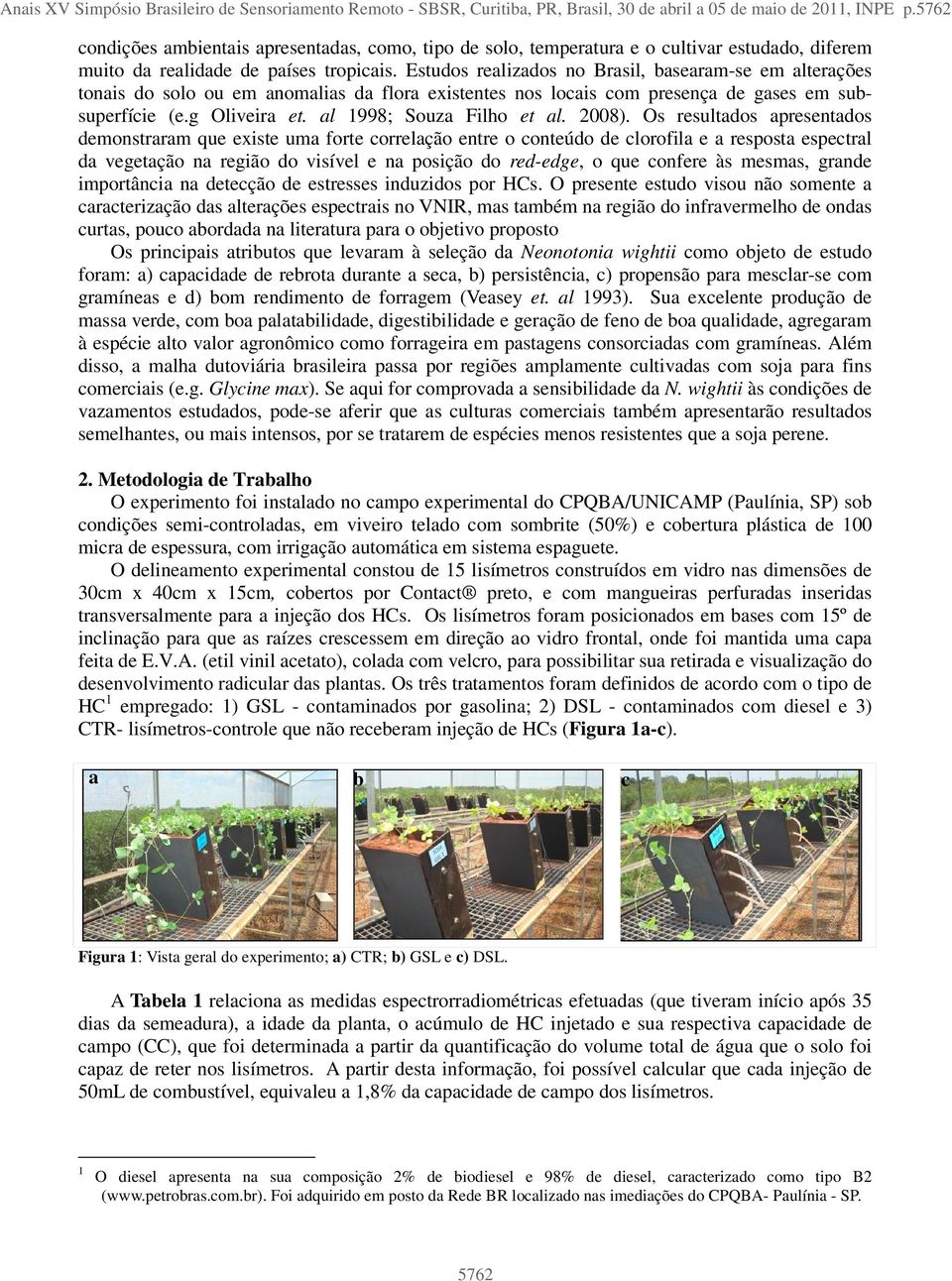 Estudos realizados no Brasil, basearam-se em alterações tonais do solo ou em anomalias da flora existentes nos locais com presença de gases em subsuperfície (e.g Oliveira et.