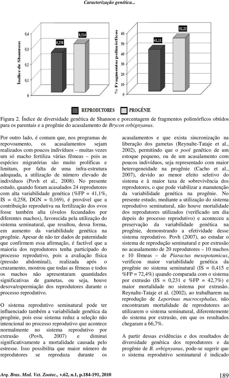 muito prolíficas e limitam, por falta de uma infra-estrutura adequada, a utilização de número elevado de indivíduos (Povh et al., 2008).