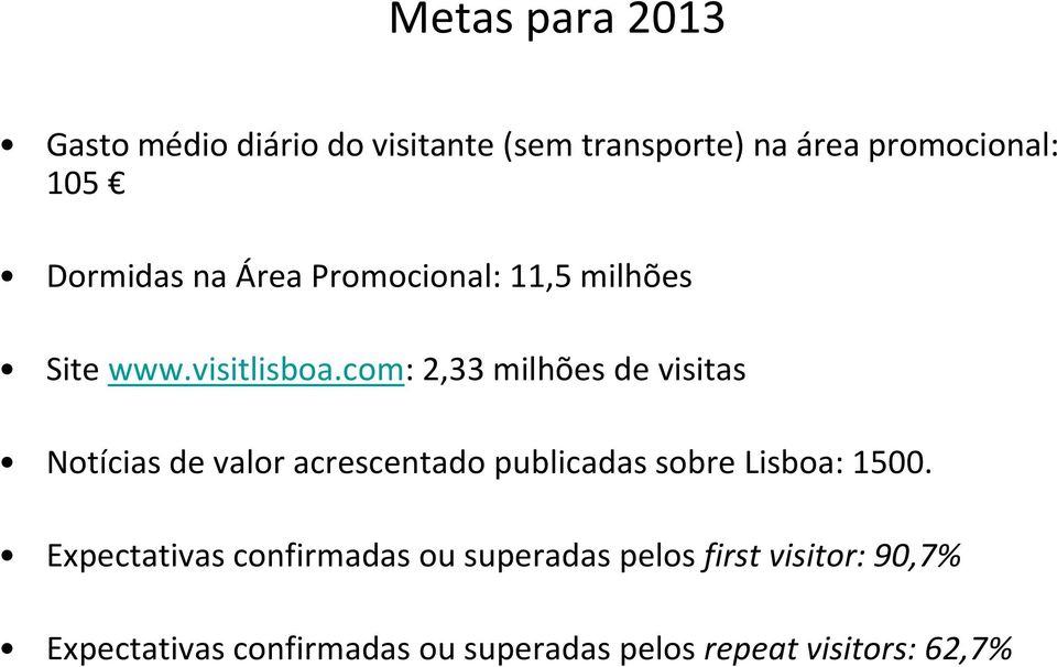 com: 2,33 milhões de visitas Notícias de valor acrescentado publicadas sobre Lisboa: 1500.