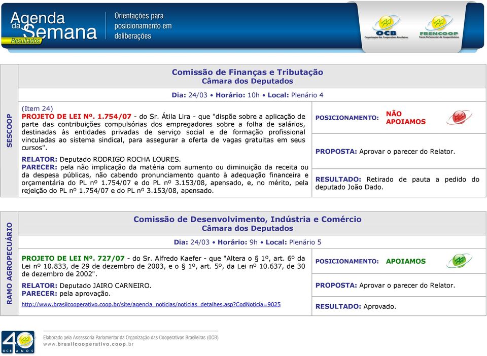 profissional vinculadas ao sistema sindical, para assegurar a oferta de vagas gratuitas em seus cursos". RELATOR: Deputado RODRIGO ROCHA LOURES.