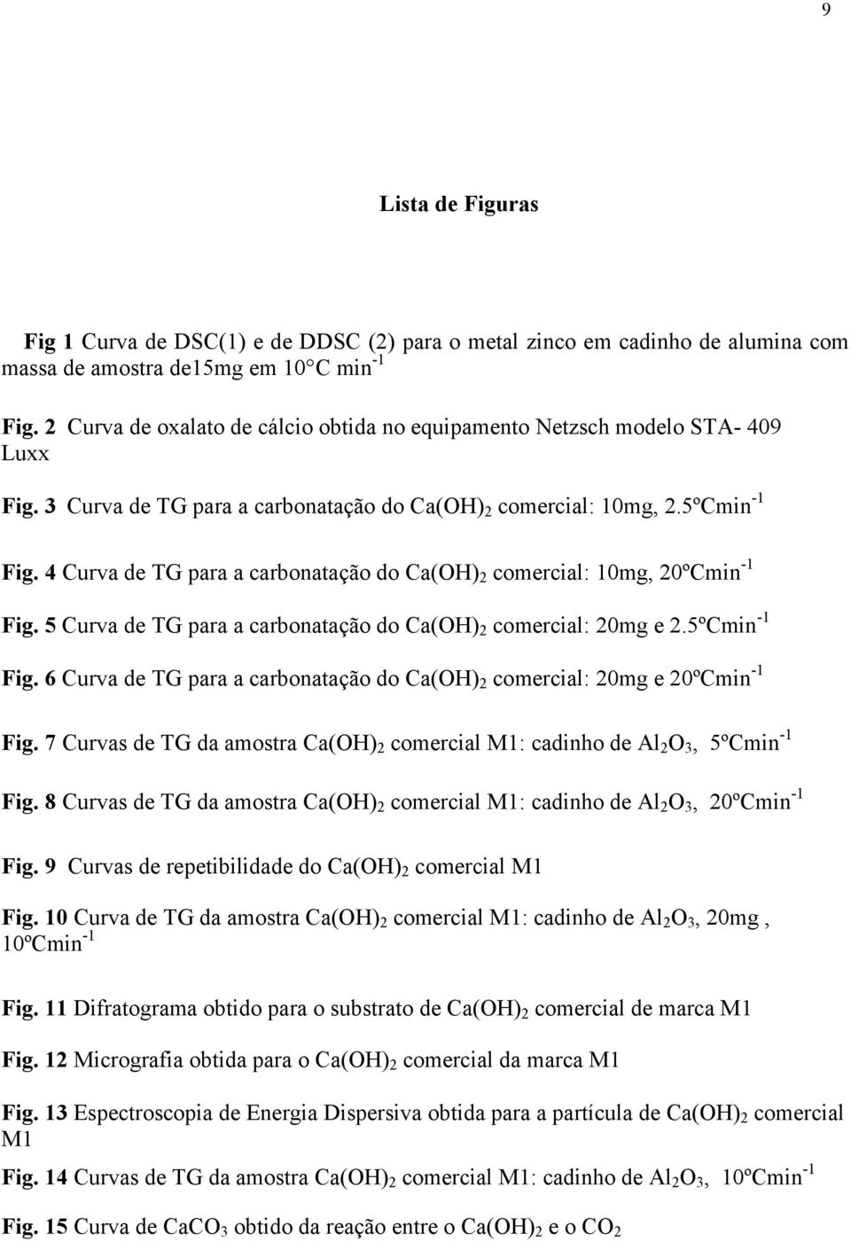 4 Curva de TG para a carbonatação do Ca(OH) 2 comercial: 10mg, 20ºCmin -1 Fig. 5 Curva de TG para a carbonatação do Ca(OH) 2 comercial: 20mg e 2.5ºCmin -1 Fig.