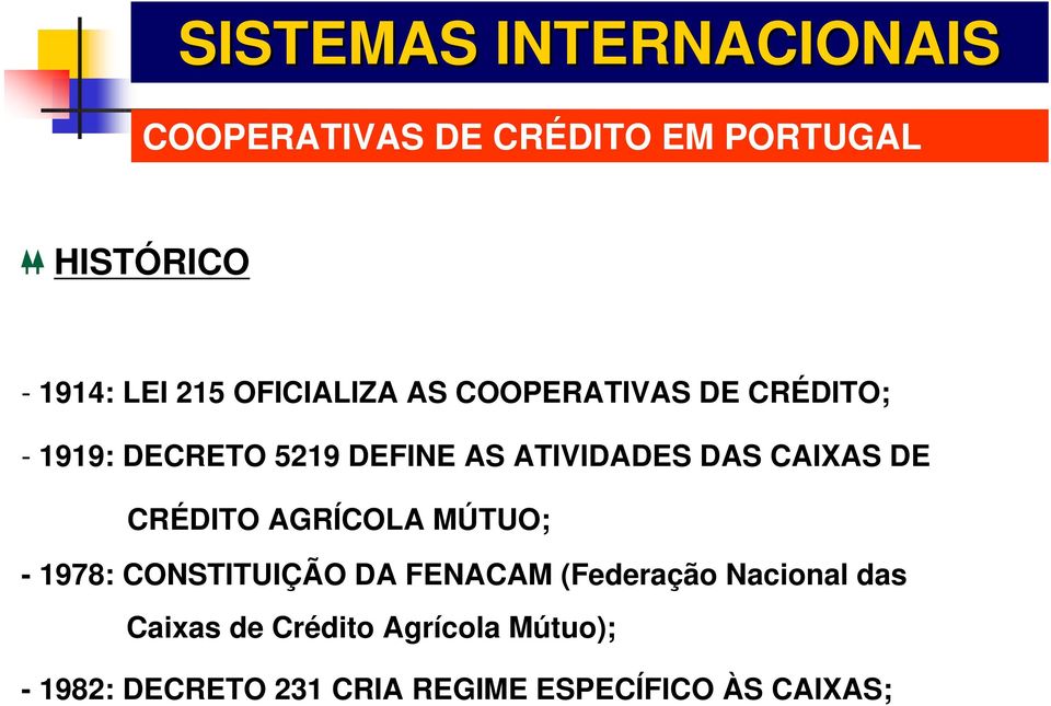 CRÉDITO AGRÍCOLA MÚTUO; - 1978: CONSTITUIÇÃO DA FENACAM (Federação Nacional das