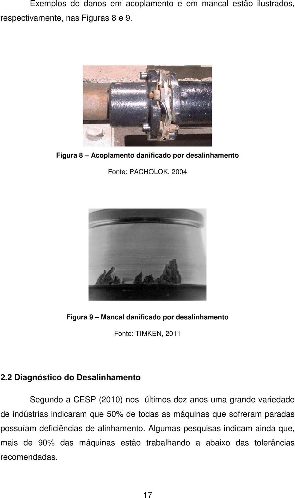 2 Diagnóstico do Desalinhamento Segundo a CESP (2010) nos últimos dez anos uma grande variedade de indústrias indicaram que 50% de todas as