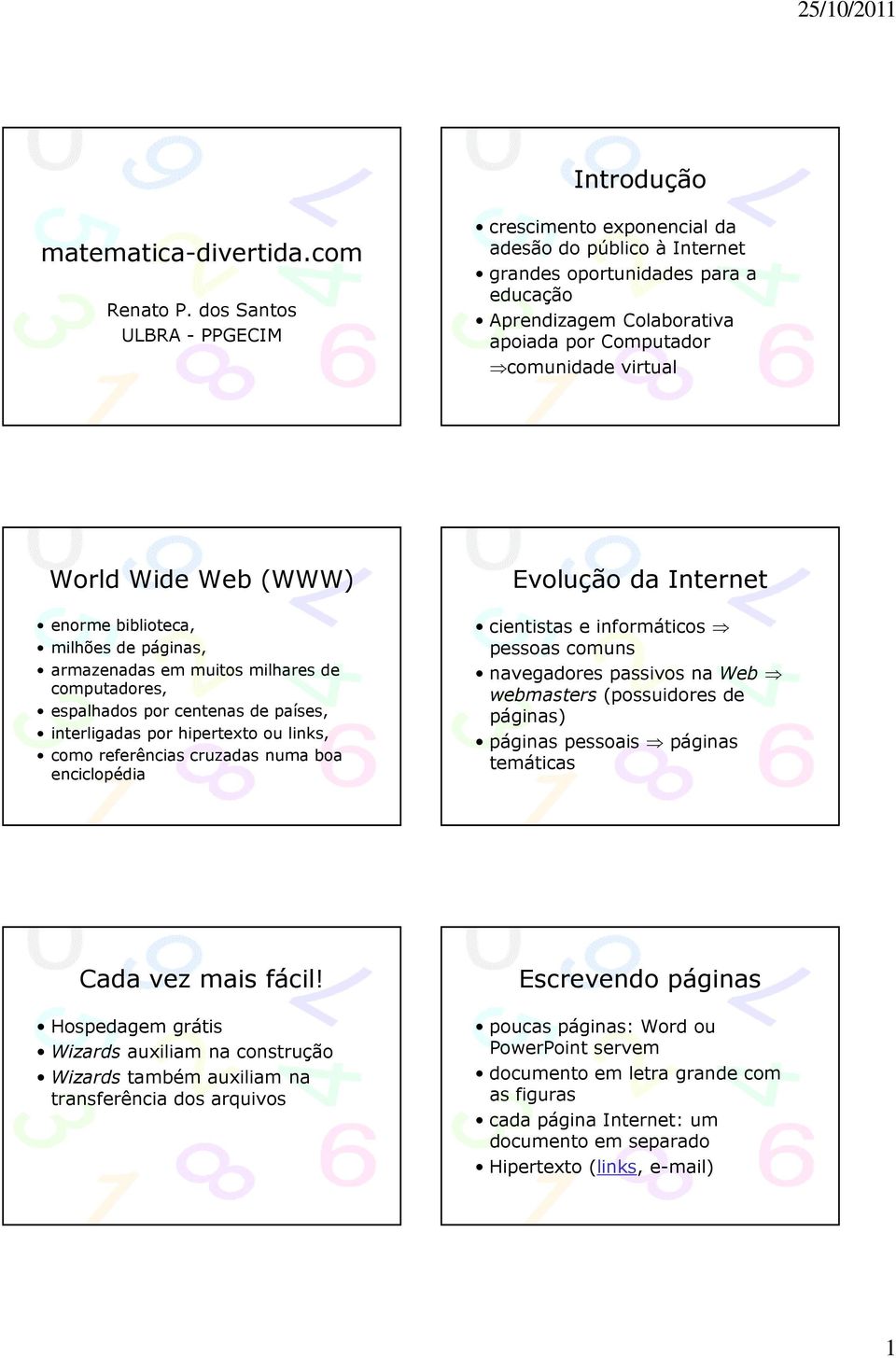 Web (WWW) enorme biblioteca, milhões de páginas, armazenadas em muitos milhares de computadores, espalhados por centenas de países, interligadas por hipertexto ou links, como referências cruzadas