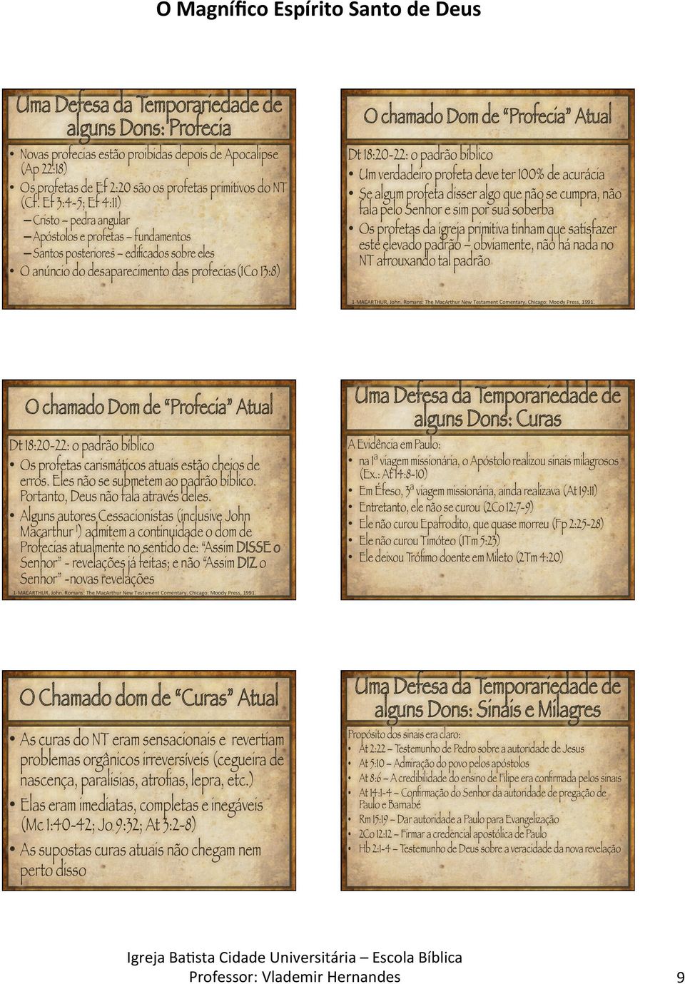 Dt 18:20-22: o padrão bíblico Um verdadeiro profeta deve ter 100% de acurácia Se algum profeta disser algo que não se cumpra, não fala pelo Senhor e sim por sua soberba Os profetas da igreja