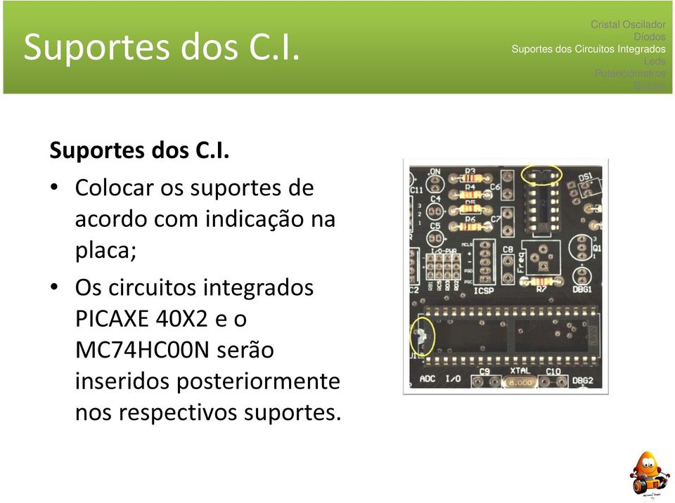placa; Os circuitos integrados PICAXE 40X2 e o